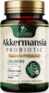 Nature's Nutrition Akkermansia Probiotic 2B AFU bottle promoting gut balance