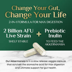 Nature's Nutrition Akkermansia Probiotic 2B AFU label with inulin fiber