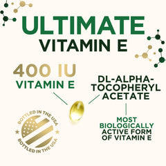 Nature's Nutrition Vitamin E antioxidant softgels emphasizing immune health support