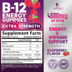 Close-up of Nature's Nutrition B12 Gummies berry flavor for quick energy