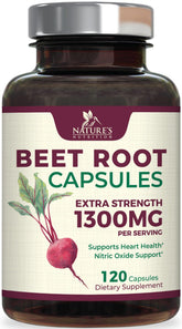 Nature's Nutrition Beet Root Capsules 1300mg bottle for daily energy support