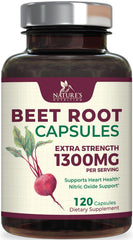 Nature's Nutrition Beet Root Capsules 1300mg bottle for daily energy support