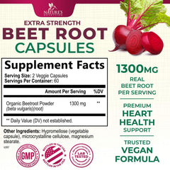 Nature's Nutrition Beet Root Capsules 1300mg capsules ready for use