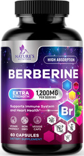 Nature's Nutrition Berberine HCL 1200mg bottle front shows trusted daily wellness
