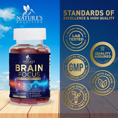 Nature's Nutrition bottle gummies close-up emphasizes easy daily dose