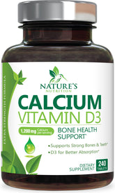Nature's Nutrition Calcium 1200 mg with D3 bottle provides bone support.