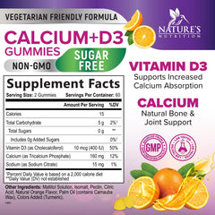 Nature's Nutrition Calcium Gummies bottle open with gummies spilled, highlighting convenient chewable dosage.