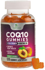 Nature's Nutrition CoQ10 Gummies 100mg bottle close-up for daily heart health support