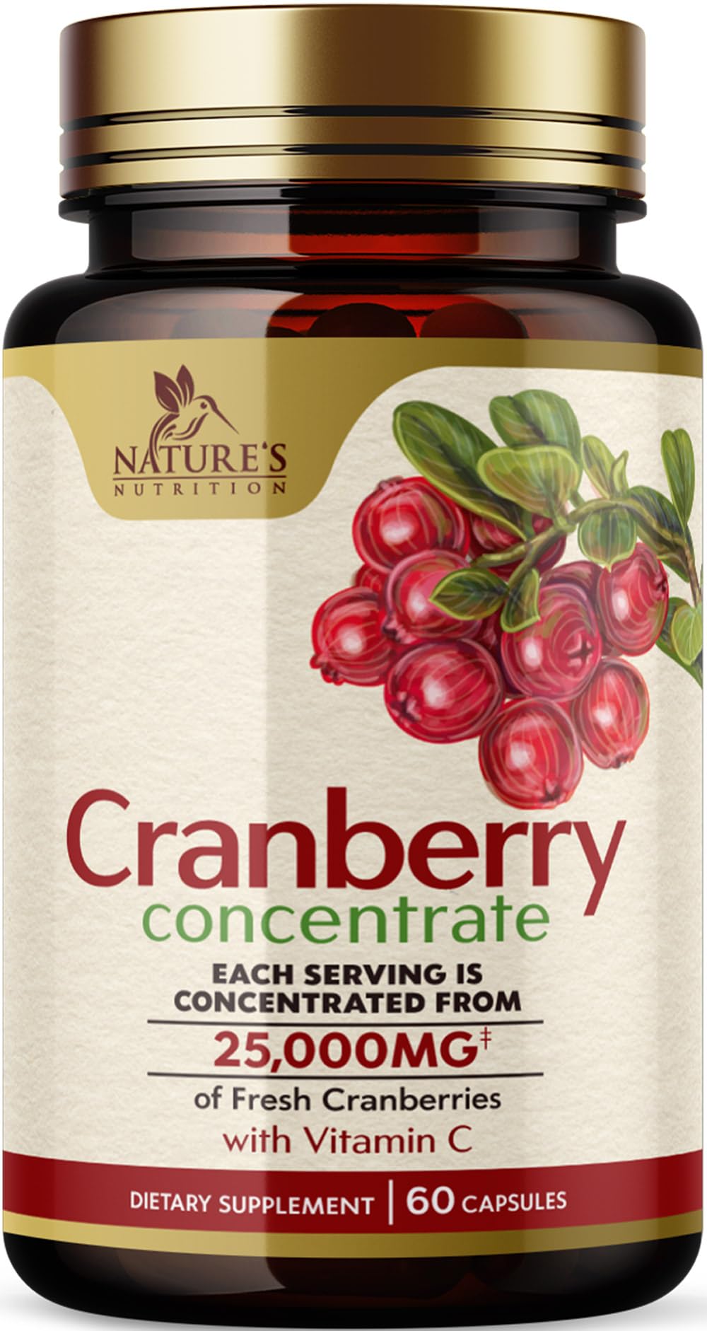 Nature's Nutrition Cranberry Pills bottle for easy daily urinary wellness support.