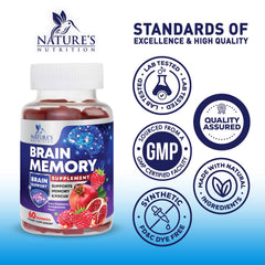 Nature's Nutrition Daily Brain Vitamins Gummies shows easy daily brain vitamins for clarity.