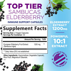 Nature's Nutrition elderberry capsules inside the bottle ready for daily use.