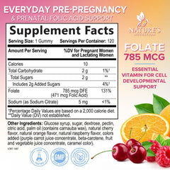 Nature's Nutrition Folic Acid Gummies bottle orange for easy folate intake.