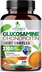 Nature's Nutrition Glucosamine Chondroitin MSM 2100mg bottle front for joint support on the go.
