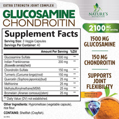 Nature's Nutrition glucosamine chondroitin msm capsules ready for daily use.