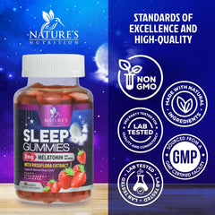Sabor fresa Nature's Nutrition, gomitas para dormir con aroma agradable