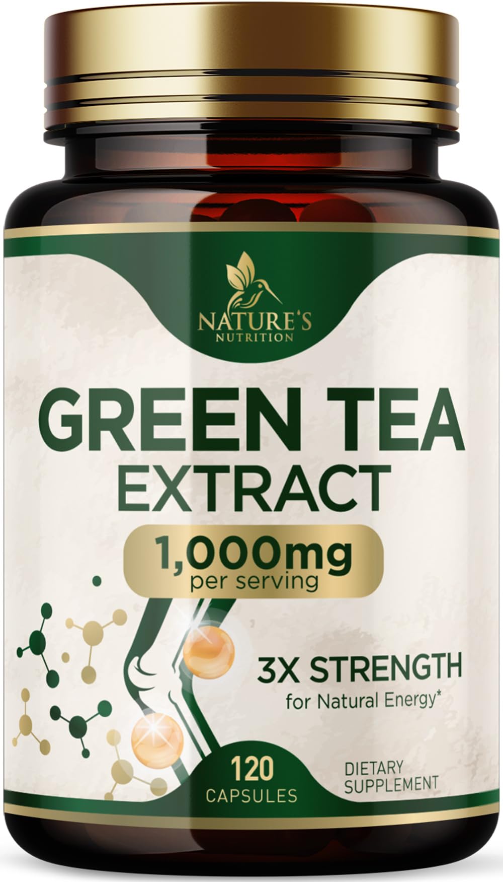 Nature's Nutrition Green Tea Extract capsules bottle for daily energy support