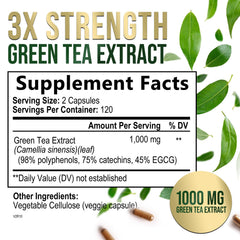 Nature's Nutrition green tea extract capsules closeup for convenient daily supplementation