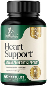 Nature's Nutrition Heart Support bottle-front showing branding and capsules for daily heart wellness
