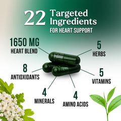 Nature's Nutrition Heart Support label-closeup highlighting CoQ10 hawthorn and sterols
