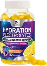 Nature's Nutrition Hydration Electrolyte Gummies bottle with lemon flavor for easy daily hydration.