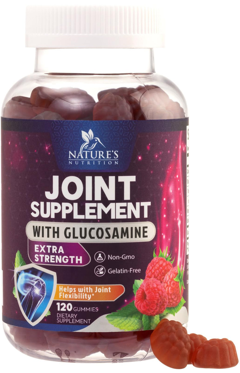 Nature's Nutrition Joint Support Gummies bottle front, promotes daily joint health.