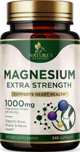 Nature's Nutrition Magnesium 1000mg bottle front high potency capsules for bone support.