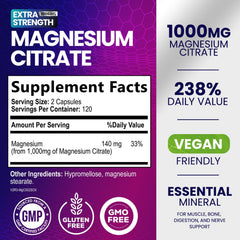 Nature's Nutrition magnesium citrate capsules offer convenient daily intake for busy lifestyles.