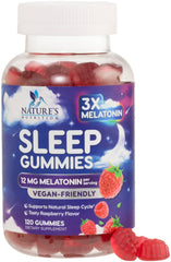 Nature's Nutrition Melatonin Sleep Gummies bottle with extra strength support for restful nights