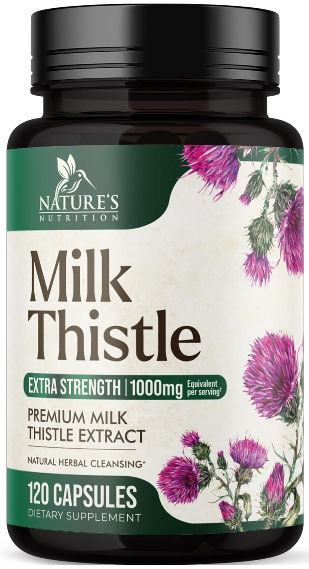 Nature's Nutrition Milk Thistle 1000mg bottle highlighting liver support.