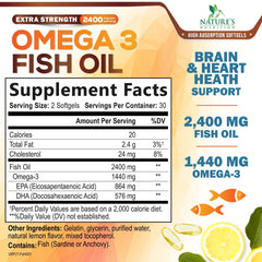 Nature's Nutrition Omega-3 2400mg softgels with lemon flavor