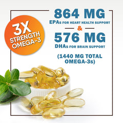 Nature's Nutrition Omega-3 capsules closeup showing smooth texture and quality.