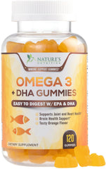Nature's Nutrition Omega-3 Fish Oil Gummies bottle promotes heart health support.