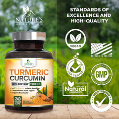 Organic turmeric root imagery aligns with Nature's Nutrition organic ingredients.