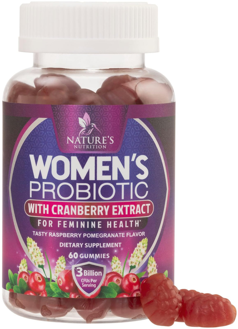 Nature's Nutrition Probiotics for Women cranberry-gummies-01 promote balanced digestion and daily wellness.