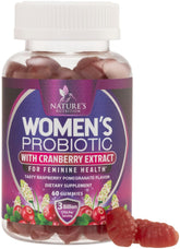 Nature's Nutrition Probiotics for Women cranberry-gummies-01 promote balanced digestion and daily wellness.