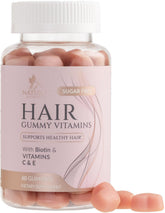 Nature's Nutrition sugar-free hair vitamins gummies bottle with biotin 5000 mcg.