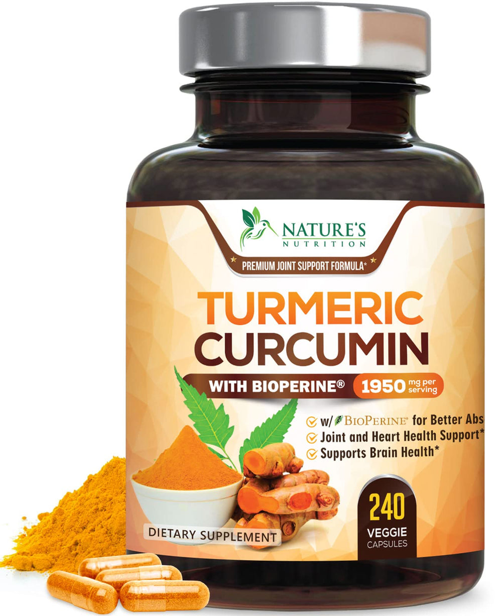 Nature's Nutrition Turmeric Curcumin 1950mg bottle for daily joint wellness.