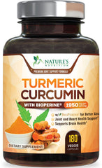 Nature's Nutrition turmeric curcumin 1950mg bottle for daily joint support