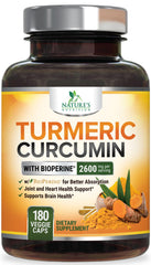 Nature's Nutrition turmeric curcumin 2600mg bottle with high-potency capsules