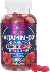Nature's Nutrition Vitamin D3 gummy bottle front highlights high potency for daily bone and immune support.