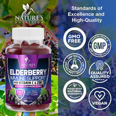 Nature's Nutrition zinc and vitamin C gummies illustrate daily nutrient combination.