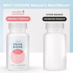 GMP-certified PrimeBiome packaging signaling quality and safety.