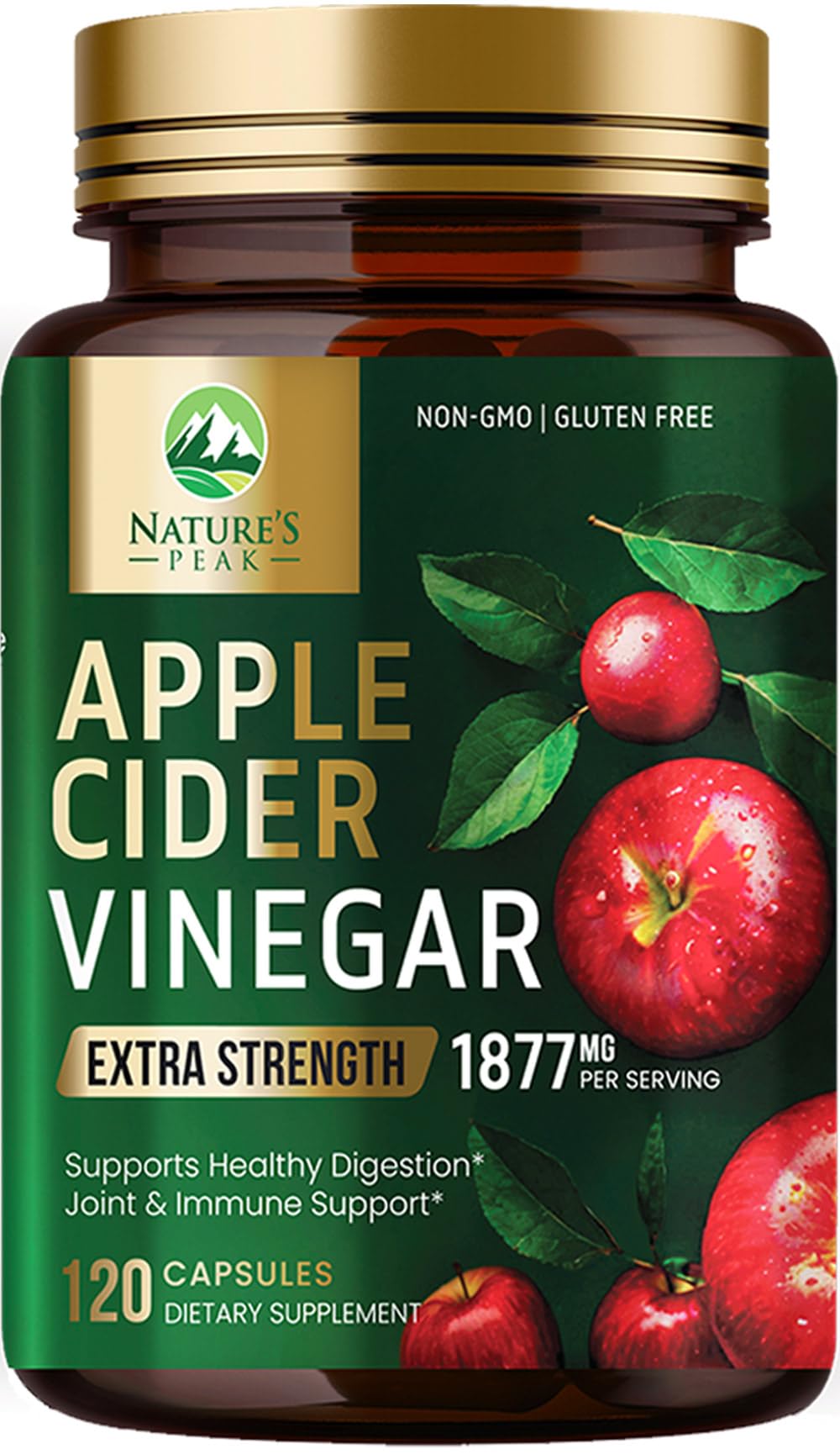 Nature’s Peak ACV capsules bottle shown for daily wellness support