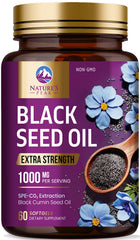 Nature's Peak Black Seed Oil 1000mg bottle pour supports daily wellness and skin support