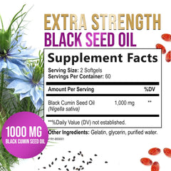Nature's Peak label close-up showing high-potency black seed oil quality.