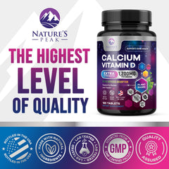 Nature's Peak calcium D3 label detail communicates quality and nutrition