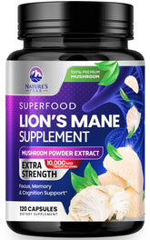 Nature's Peak Lions Mane bottle with 120 capsules for daily use
