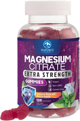 Nature's Peak magnesium citrate gummy bottle pour supports daily wellness.