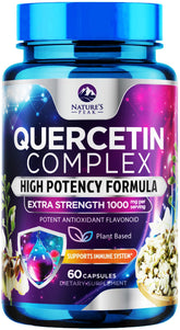 Nature's Peak Quercetin 1000mg bottle – supports immune health with plant-based dihydrate quercetin.