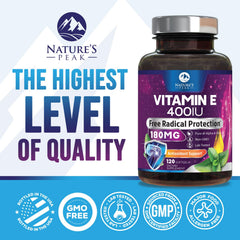 Pouring Nature's Peak Vitamin E softgels from the bottle
